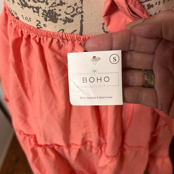 Boho Beach Hut Pink Mini Dress NWT size small - Picture 4 of 6